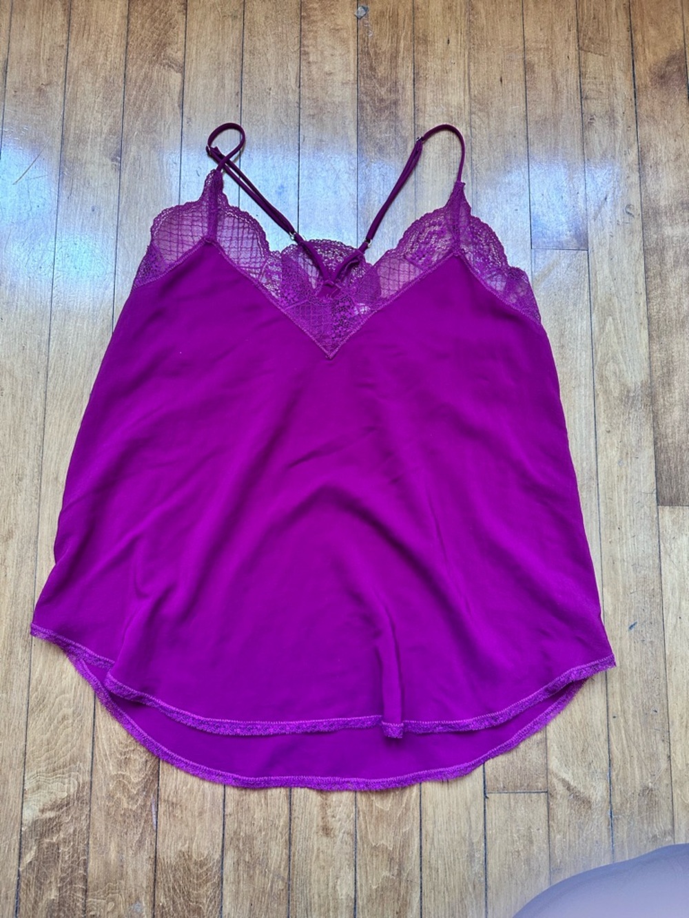 Love Stitch Lace-Trim Slip Camisole - red/pink